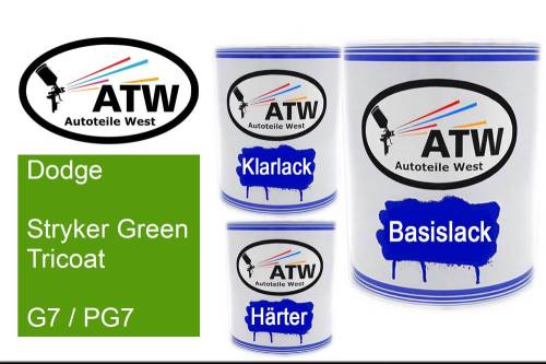 Dodge, Stryker Green Tricoat, G7 / PG7: 1L Lackdose + 1L Klarlack + 500ml Härter - Set, von ATW Autoteile West.